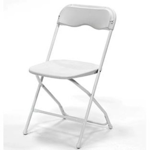 White plastic folding chair